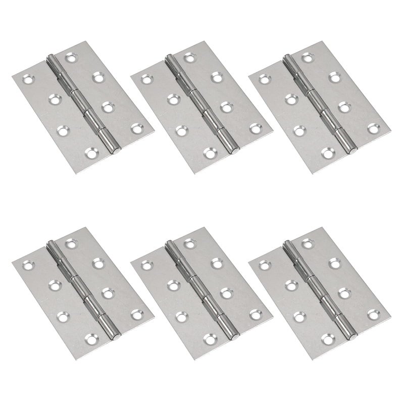 Mcredy Door Hinges 3.5 Inch Stainless Steel Door Gate Hinge Silver Box Hinges Cabinet Door Furniture with Screws for Home Improvement, 6-Pack - Image 1